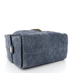 Suede Quilted Medium Chanel 25 Handbag Blue