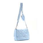 Re-Nylon Quilted Padded Flap Shoulder Bag Celeste