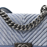 Denim Chevron Small Boy Flap Light Blue