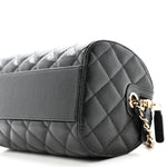 Caviar Quilted Barrel Clutch With Chain  Black