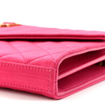Satin Mixed Matelasse Triquilt Monogram Chain Wallet Guava