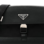 Re-Nylon Saffiano Triangle Shoulder Bag Black