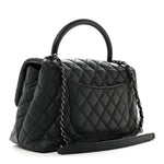 Caviar Lizard Embossed Quilted Small Coco Handle Flap Black