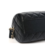 Caviar Quilted Barrel Clutch With Chain Black