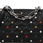 Lambskin Monogram Crystal Embossed Embellished Coussin BB Black
