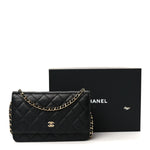 Caviar Quilted Wallet on Chain WOC Black