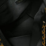 Suede Shiny Lambskin Quilted Large Shopping Bag Beige Black