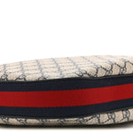 GG Supreme Monogram Textured Calfskin Web Small Attache Shoulder Bag Beige Blue