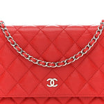 Caviar Quilted Wallet on Chain WOC Red