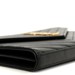 Grain De Poudre Matelasse Chevron Monogram Chain Wallet Black