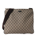 GG Supreme Monogram Medium Flat Messenger Bag Dark Brown
