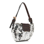 Sequin Paillettes Mini Half Moon Baguette Silver