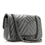 Metallic Aged Calfskin Chevron Quilted 2.55 Reissue Mini Flap Grey