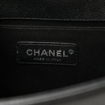 Caviar Chevron Quilted Medium Boy Flap Black
