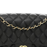 Caviar Quilted Jumbo Double Flap Black