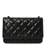 Lambskin Quilted Wallet On Chain WOC So Black