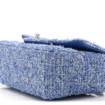 Tweed Quilted Mini Rectangular Flap Blue White
