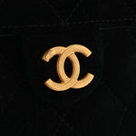 Suede Quilted Medium Chanel 25 Handbag Black