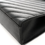 Grain De Poudre Matelasse Chevron Large Monogram Satchel Black