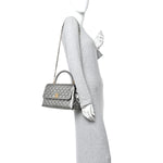 Metallic Caviar Quilted Small Coco Handle Flap Silver