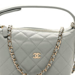 Caviar Quilted Hobo Clutch With Chain Light Green