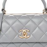 Lambskin Quilted Small Trendy CC Flap Dual Handle Bag Grey