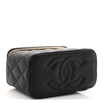 Caviar Quilted Small Vanity Case With Chain Black