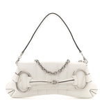 Nappa Vertical Matelasse Medium Maxi Horsebit Chain Shoulder Bag Mystic White