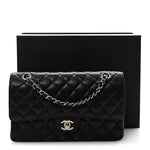 Caviar Quilted Medium Double Flap Black