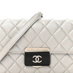 Metallic Sheepskin Quilted Small Beauty Lock Flap Silver