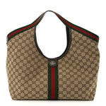 GG Monogram Web Large Giglio Tote Beige Brown