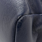 Shiny Crumpled Calfskin Quilted Mini 31 Shopping Bag Navy Blue