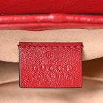 Vintage Effect Calfskin Matelasse Diagonal Mini Torchon GG Marmont Top Handle Shoulder Bag Black Romantic Cherry