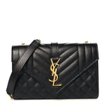 Grain De Poudre Textured Mixed Matelasse Triquilt Small Monogram Satchel Black