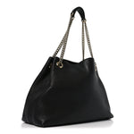 Pebbled Calfskin Medium Soho Chain Shoulder Bag Black