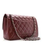 Caviar Quilted Jumbo Double Flap Dark Red
