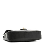 Lambskin Perforated Medium Single Flap Bag Black White
