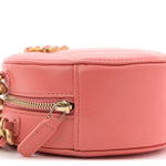 Lambskin Quilted Chanel 19 Round Clutch With Chain Pink
