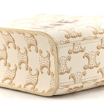 Triomphe Canvas Calfskin Mini Vertical Cabas White
