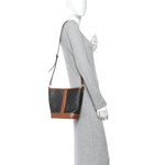 Triomphe Canvas Calfskin Small Bucket Bag Tan