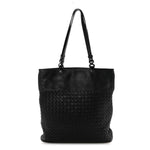 Nappa Intrecciato Flat Shoulder Bag Black