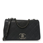 Calfskin Diamond Embossed Medium New Chic Flap Dark Grey