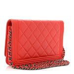 Lambskin Quilted Boy Wallet On Chain WOC Red
