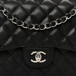 Caviar Quilted Jumbo Double Flap Black
