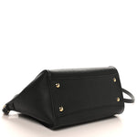 Hammered Calfskin Double Handle Small Amy Tote Black