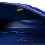 Tweed Quilted Medium Double Flap Blue