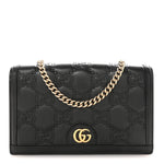 Calfskin GG Matelasse Chain Wallet Black
