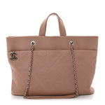 Caviar Quilted Shopping Tote Pink