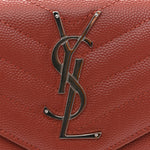 Grain De Poudre Matelasse Chevron Small Monogram Chain Wallet Blush Fonce