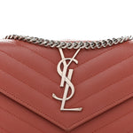 Grain De Poudre Matelasse Chevron Small Monogram Chain Wallet Blush Fonce